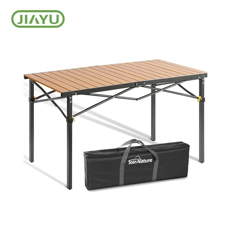 Ang Foldable Solid Solid Wood Camping Table sa lamesa
